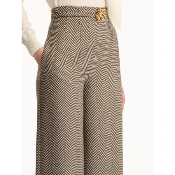 Oscar de la Renta Chevron Cashmere-Blend Pant - Oscar de la Renta Pants - American Couture - Shop at Coveti