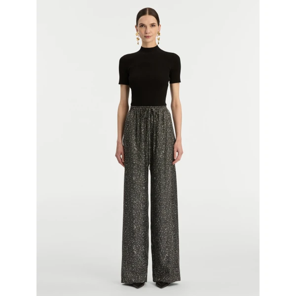 Oscar de la Renta Chevron Silk Twill Drawstring Pant - Oscar de la Renta Pants - American Couture - Shop at Coveti