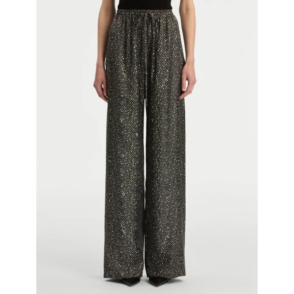 Oscar de la Renta Chevron Silk Twill Drawstring Pant - Oscar de la Renta Pants - American Couture - Shop at Coveti