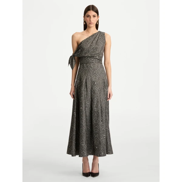 Oscar de la Renta Chevron Silk Twill Dress - Oscar de la Renta Dresses - American Couture - Shop at Coveti