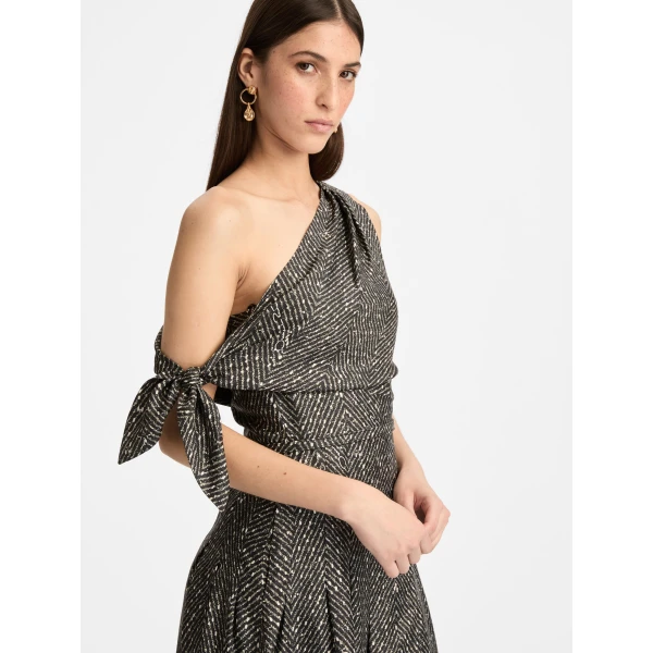 Oscar de la Renta Chevron Silk Twill Dress - Oscar de la Renta Dresses - American Couture - Shop at Coveti