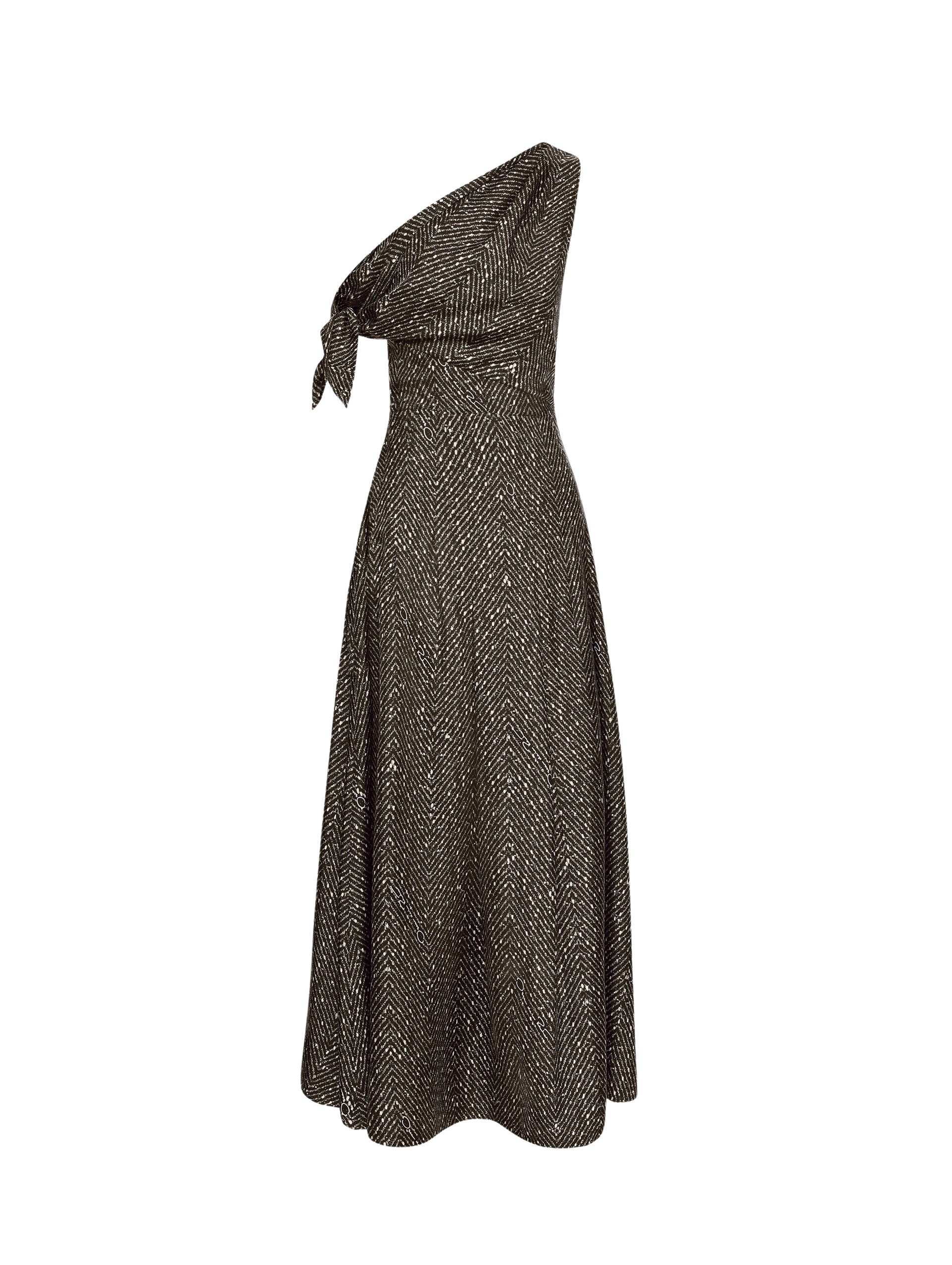 Oscar de la Renta Chevron Silk Twill Dress