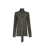 Oscar de la Renta Chevron Tie-Neck Silk Twill Blouse - Oscar de la Renta Tops - American Couture - Shop at Coveti