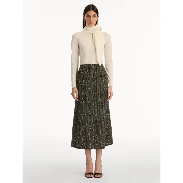 Oscar de la Renta Chevron Wool Skirt - Oscar de la Renta Skirts - American Couture - Shop at Coveti