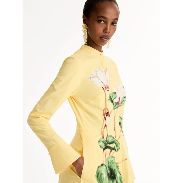 Oscar de la Renta Chiné Cyclamen Cotton Poplin Caftan - Oscar de la Renta Dresses - American Couture - Shop at Coveti