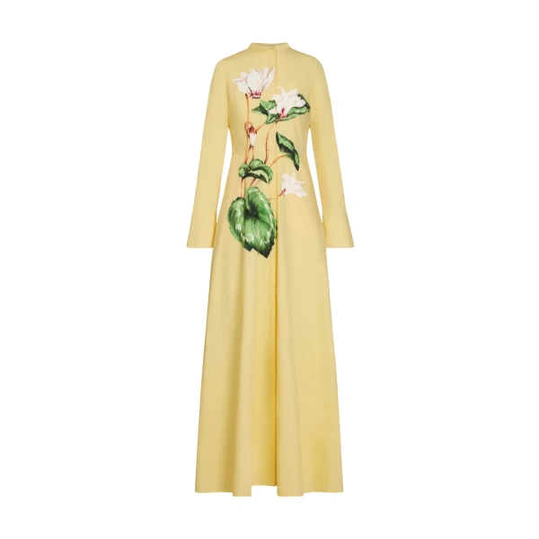 Oscar de la Renta Chiné Cyclamen Cotton Poplin Caftan - Oscar de la Renta Dresses - American Couture - Shop at Coveti