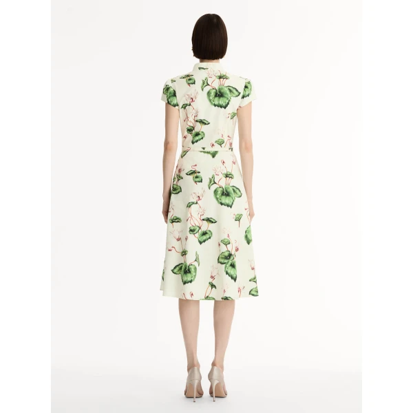 Oscar de la Renta Chiné Cyclamen Cotton Poplin Cap Sleeve Dress - Oscar de la Renta Dresses - American Couture - Shop at Coveti