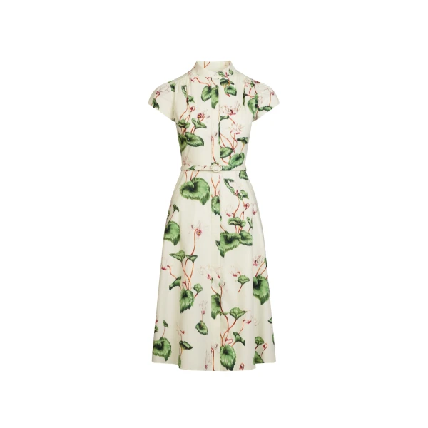 Oscar de la Renta Chiné Cyclamen Cotton Poplin Cap Sleeve Dress - Oscar de la Renta Dresses - American Couture - Shop at Coveti