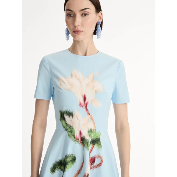 Oscar de la Renta Chiné Cyclamen Cotton Poplin Dress - Oscar de la Renta Dresses - American Couture - Shop at Coveti