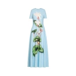 Oscar de la Renta Chiné Cyclamen Cotton Poplin Dress - Oscar de la Renta Dresses - American Couture - Shop at Coveti