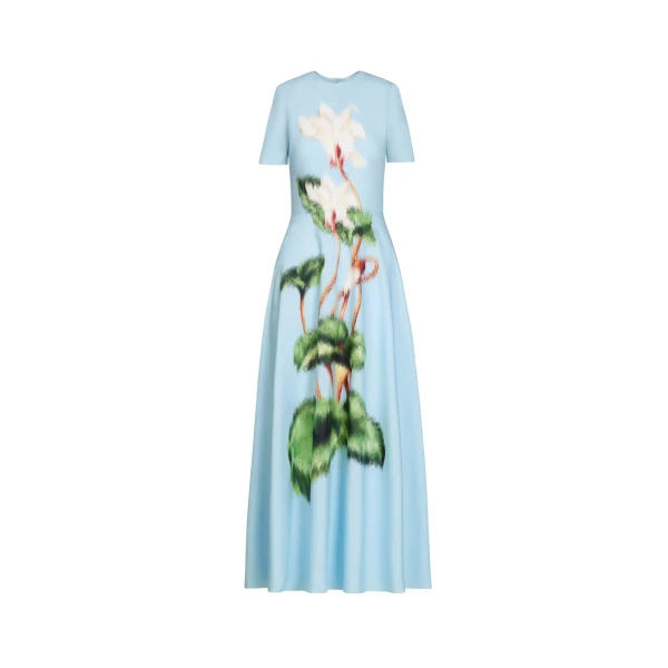 Oscar de la Renta Chiné Cyclamen Cotton Poplin Dress - Oscar de la Renta Dresses - American Couture - Shop at Coveti