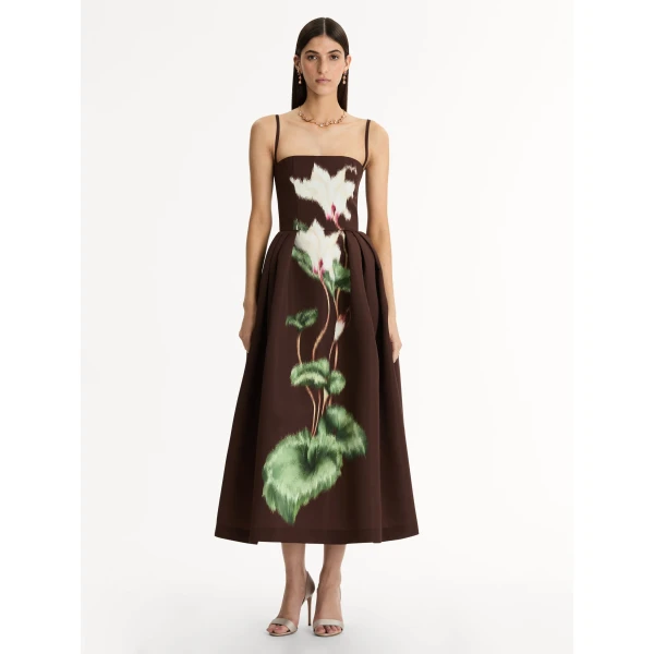 Oscar de la Renta Chiné Cyclamen Faille Cocktail Dress - Oscar de la Renta Dresses - American Couture - Shop at Coveti