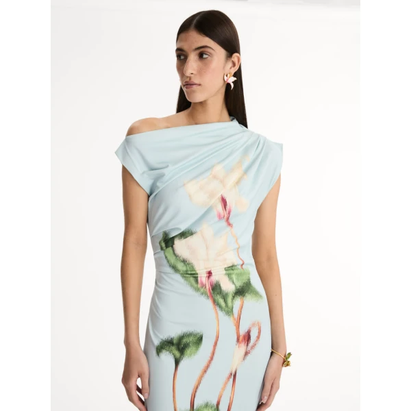 Oscar de la Renta Chiné Cyclamen Jersey Dress - Oscar de la Renta Dresses - American Couture - Shop at Coveti