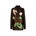 Oscar de la Renta Chiné Cyclamen Silk Mikado Blouse - Oscar de la Renta Tops - American Couture - Shop at Coveti
