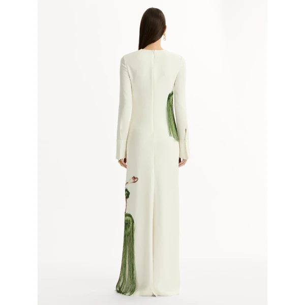 Oscar de la Renta Chiné Cyclamen Threadwork Fringe Caftan - Oscar de la Renta Dresses - American Couture - Shop at Coveti