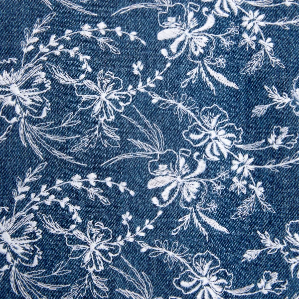 Giambattista Valli Chinoiserie Embroidered Blue Denim Trousers - Giambattista Valli Pants - Romantic Couture - Shop at Coveti