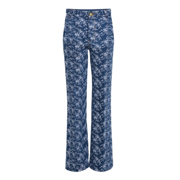 Giambattista Valli Chinoiserie Embroidered Blue Denim Trousers - Giambattista Valli Pants - Romantic Couture - Shop at Coveti