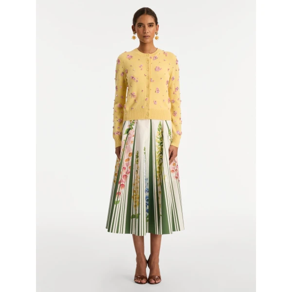 Oscar de la Renta Crystal Cluster Embroidered Cardigan - Oscar de la Renta Knitwear - American Couture - Shop at Coveti