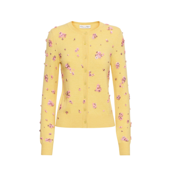 Oscar de la Renta Crystal Cluster Embroidered Cardigan - Oscar de la Renta Knitwear - American Couture - Shop at Coveti