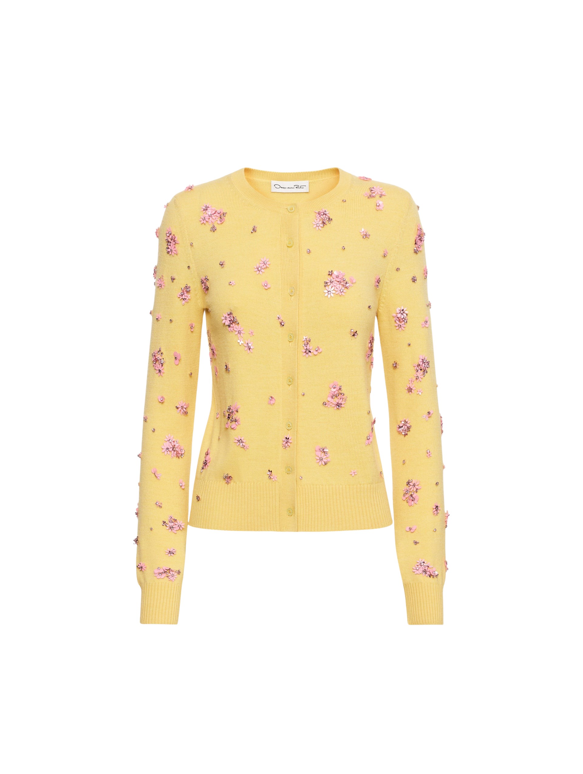 Oscar de la Renta Crystal Cluster Embroidered Cardigan - Oscar de la Renta Knitwear - American Couture - Shop at Coveti