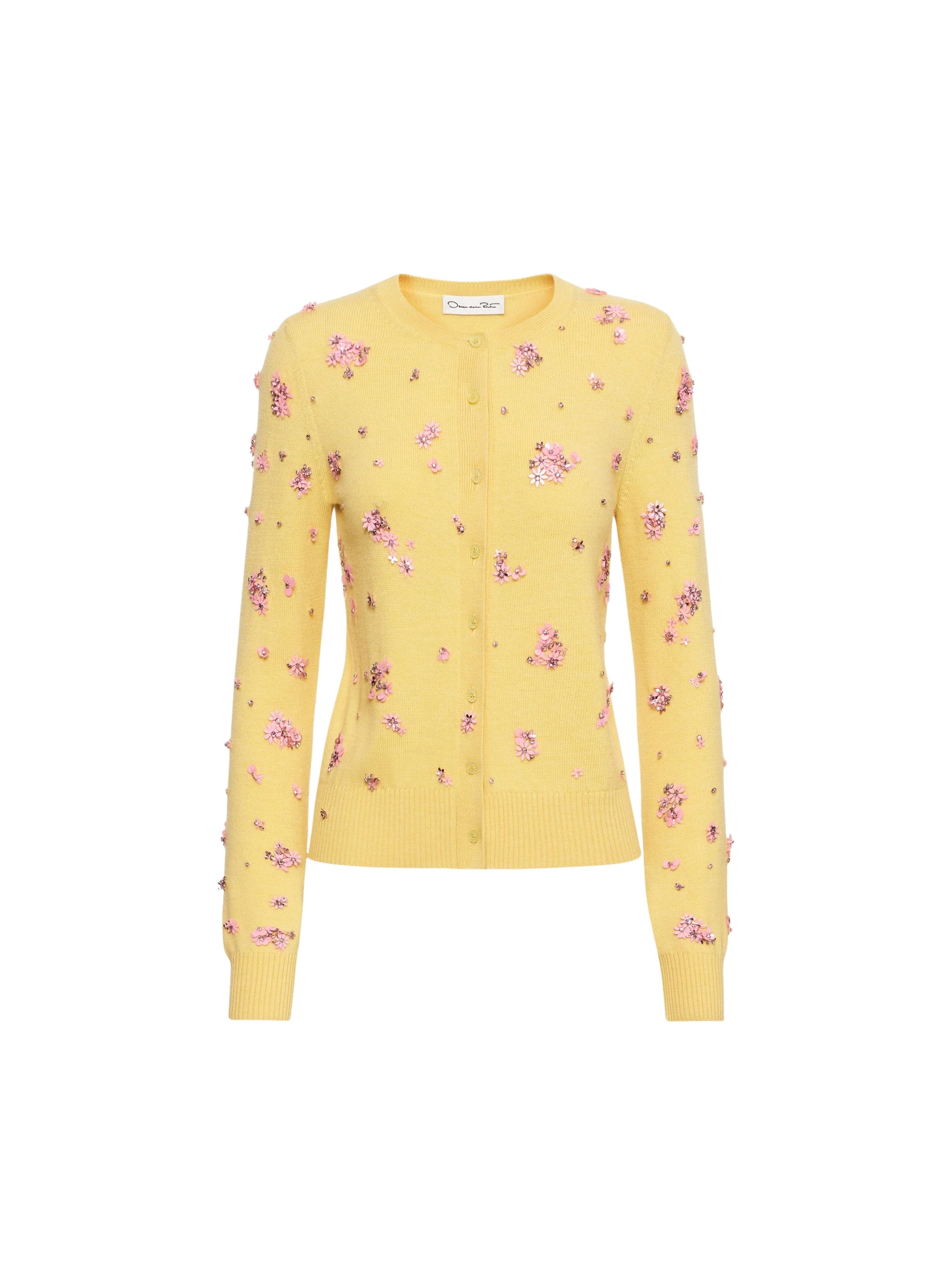 Crystal-Cluster-Embroidered-Cardigan-Oscar-de-la-Renta-Knitwear44667_nobg Oscar de la Renta Crystal Cluster Embroidered Cardigan - Oscar de la Renta Knitwear - American Couture - Shop at Coveti