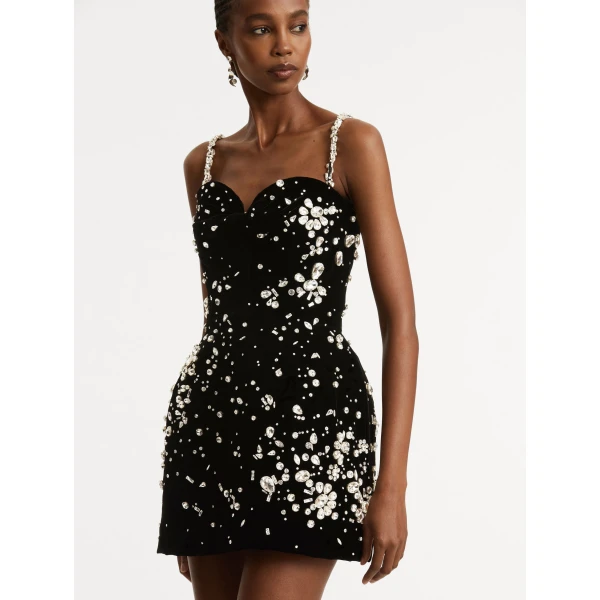 Oscar de la Renta Crystal Cluster Embroidered Dress - Oscar de la Renta Dresses - American Couture - Shop at Coveti