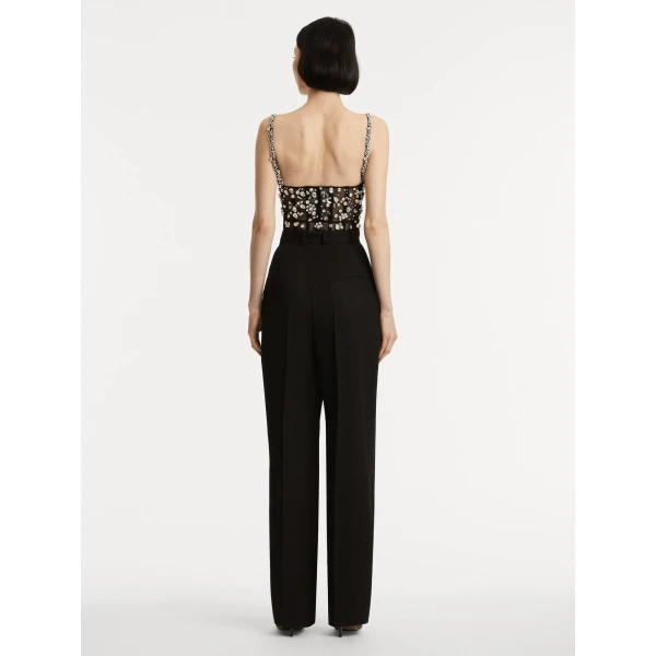 Oscar de la Renta Crystal Cluster Embroidered Jumpsuit - Oscar de la Renta Jumpsuit - American Couture - Shop at Coveti