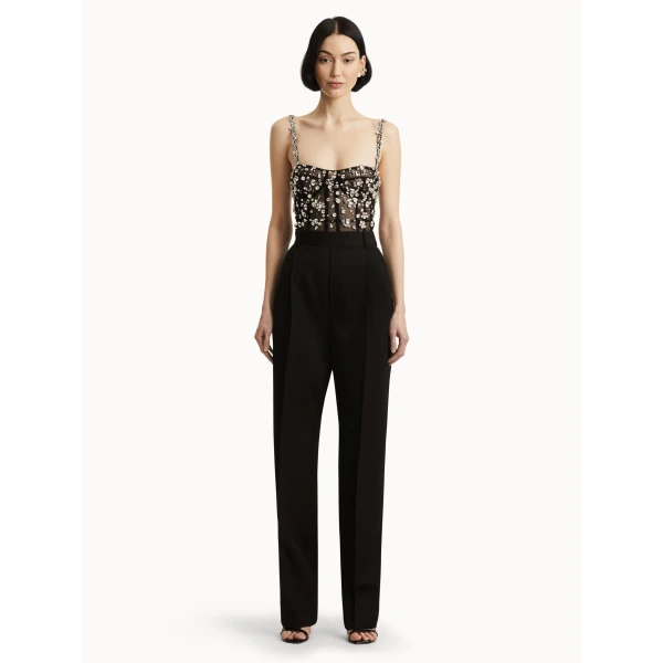 Oscar de la Renta Crystal Cluster Embroidered Jumpsuit - Oscar de la Renta Jumpsuit - American Couture - Shop at Coveti