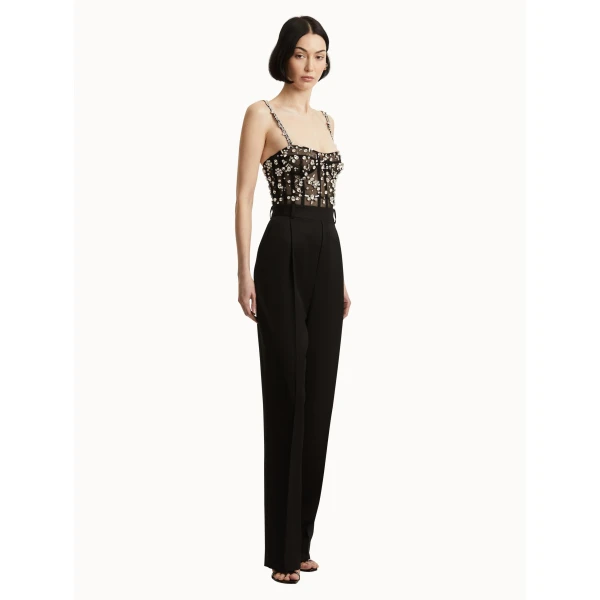 Oscar de la Renta Crystal Cluster Embroidered Jumpsuit - Oscar de la Renta Jumpsuit - American Couture - Shop at Coveti