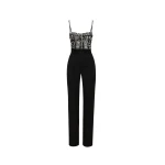 Oscar de la Renta Crystal Cluster Embroidered Jumpsuit - Oscar de la Renta Jumpsuit - American Couture - Shop at Coveti