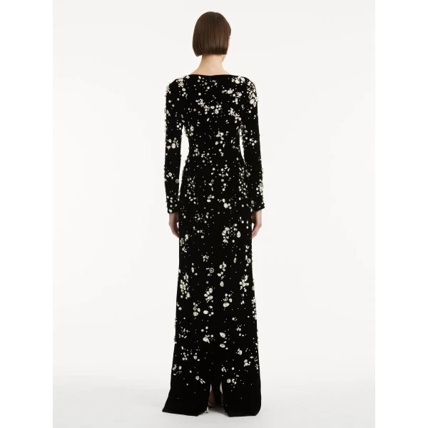 Oscar de la Renta Crystal Cluster Embroidered Long Sleeve Gown - Oscar de la Renta Dresses - American Couture - Shop at Coveti