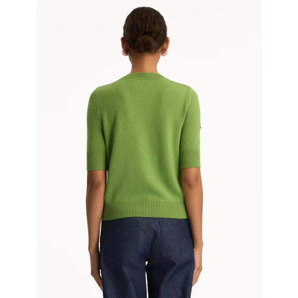 Oscar de la Renta Crystal Cluster Embroidered Pullover - Oscar de la Renta Knitwear - American Couture - Shop at Coveti