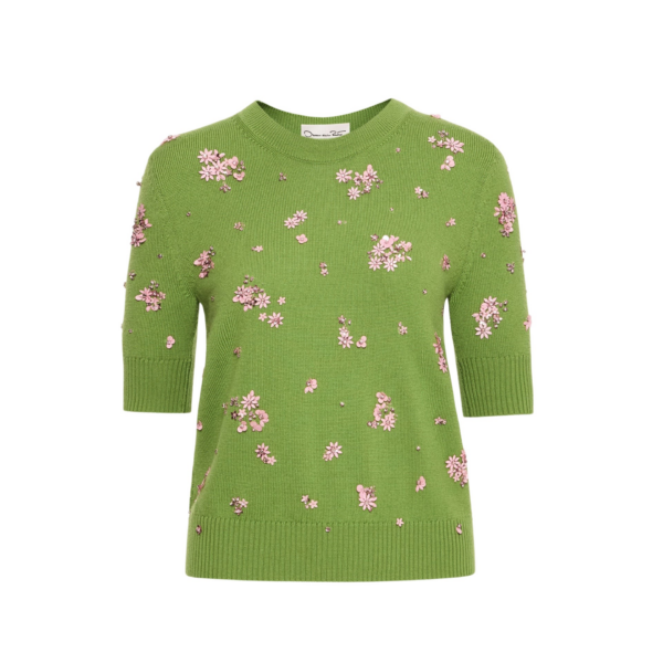 Oscar de la Renta Crystal Cluster Embroidered Pullover - Oscar de la Renta Knitwear - American Couture - Shop at Coveti
