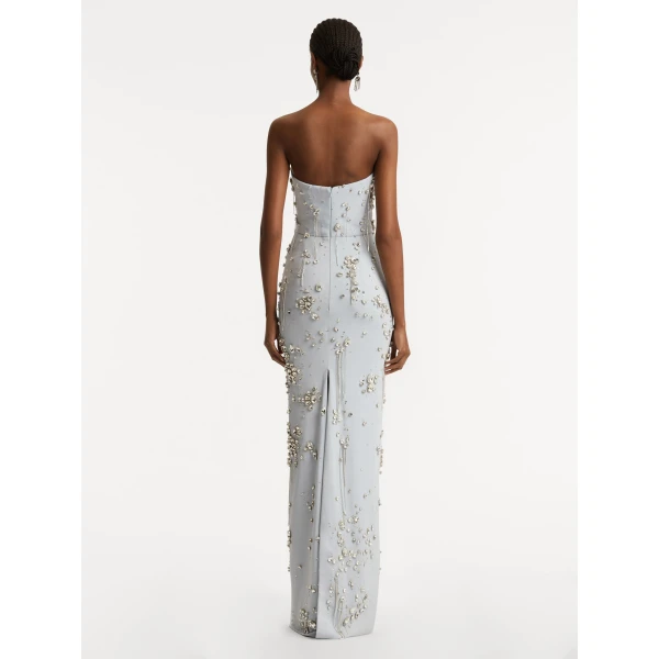 Oscar de la Renta Crystal Cluster Embroidered Strapless Gown - Oscar de la Renta Dresses - American Couture - Shop at Coveti