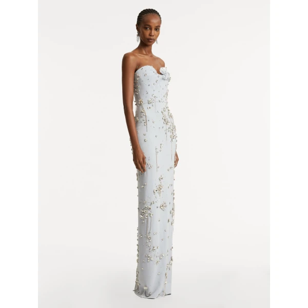 Oscar de la Renta Crystal Cluster Embroidered Strapless Gown - Oscar de la Renta Dresses - American Couture - Shop at Coveti