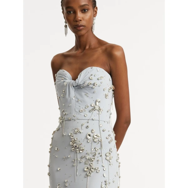 Oscar de la Renta Crystal Cluster Embroidered Strapless Gown - Oscar de la Renta Dresses - American Couture - Shop at Coveti