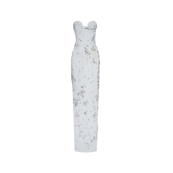 Oscar de la Renta Crystal Cluster Embroidered Strapless Gown - Oscar de la Renta Dresses - American Couture - Shop at Coveti