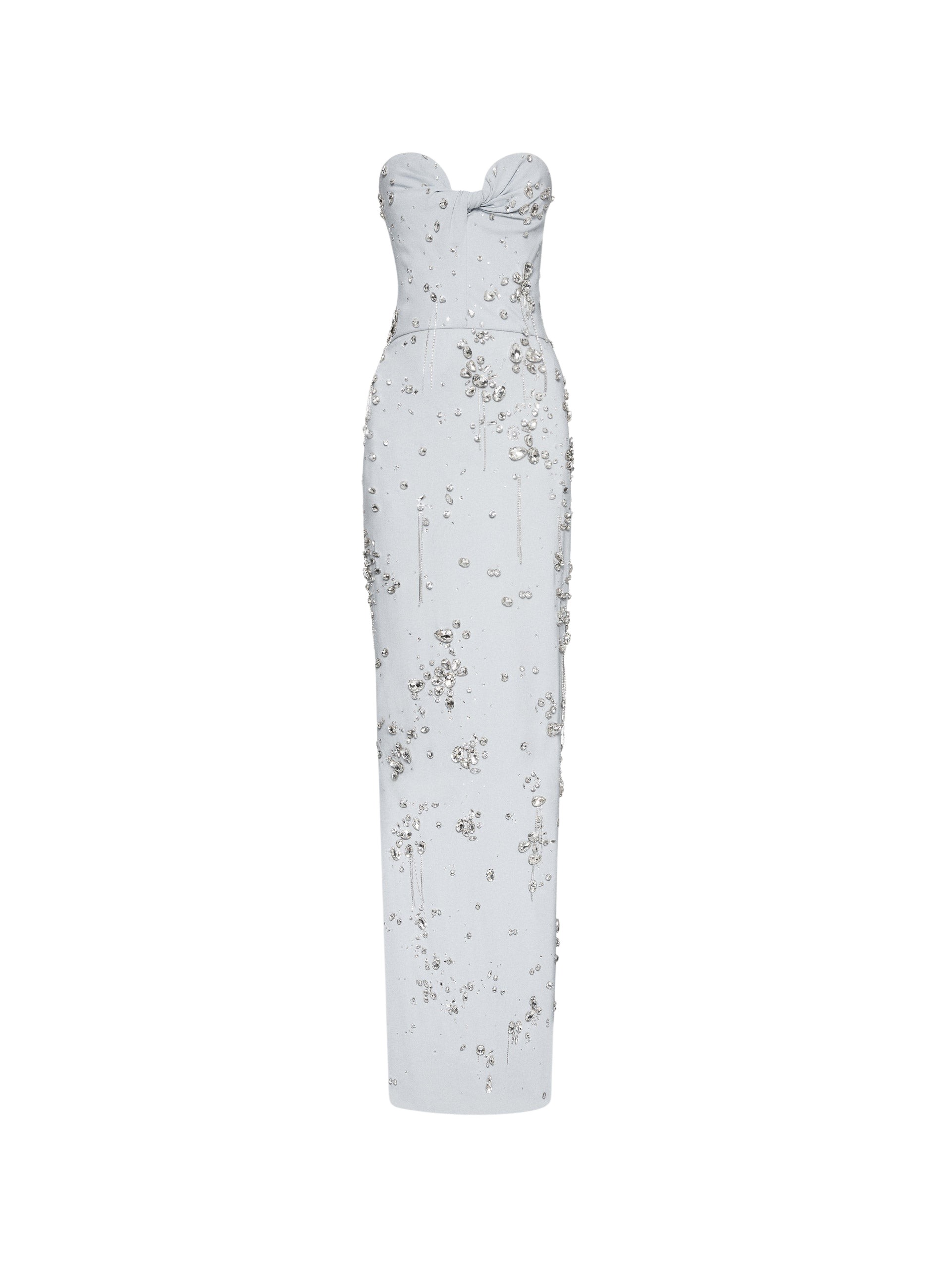 Oscar de la Renta Crystal Cluster Embroidered Strapless Gown