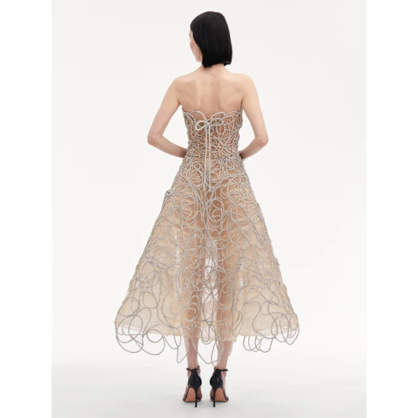 Oscar de la Renta Crystal Embroidered Cord Gown - Oscar de la Renta Dresses - American Couture - Shop at Coveti