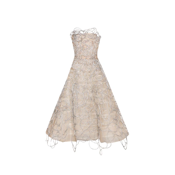 Oscar de la Renta Crystal Embroidered Cord Gown - Oscar de la Renta Dresses - American Couture - Shop at Coveti