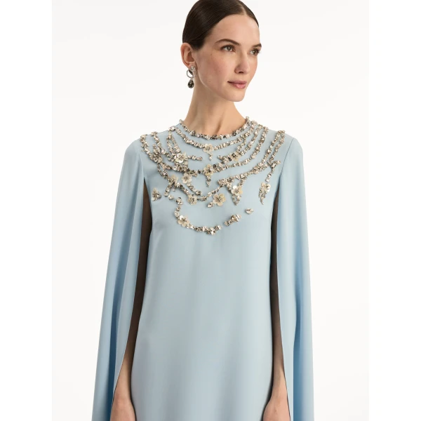 Oscar de la Renta Crystal Necklace Embroidered Caftan - Oscar de la Renta Dresses - American Couture - Shop at Coveti