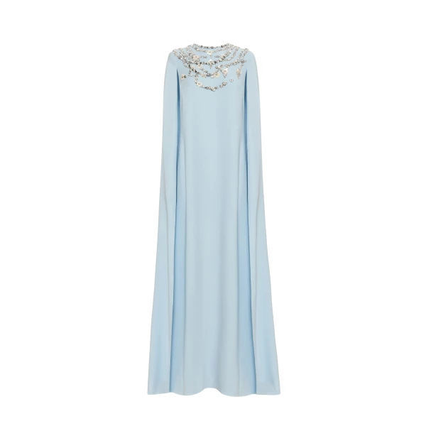 Oscar de la Renta Crystal Necklace Embroidered Caftan - Oscar de la Renta Dresses - American Couture - Shop at Coveti