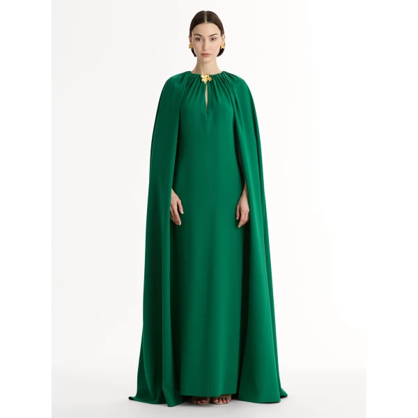 Oscar de la Renta Cyclamen-Detailed Georgette Caftan - Oscar de la Renta Dresses - American Couture - Shop at Coveti