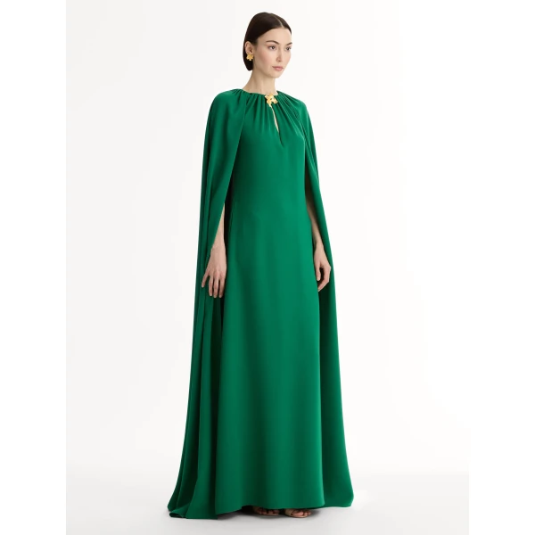 Oscar de la Renta Cyclamen-Detailed Georgette Caftan - Oscar de la Renta Dresses - American Couture - Shop at Coveti