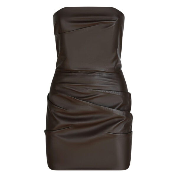 The Attico Dark Brown Mini Dress - The Attico Dresses - Designed by Gilda Ambrosio & Giorgia Tordini - Shop at Coveti