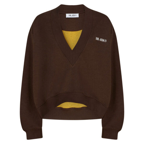 The Attico Dark Brown Sweatshirt - The Attico Tops - Designed by Gilda Ambrosio & Giorgia Tordini - Shop at Coveti