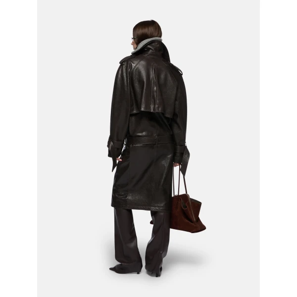 The Attico Dark Brown Trench Coat, view 3