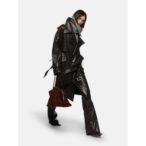 The Attico Dark Brown Trench Coat, view 4