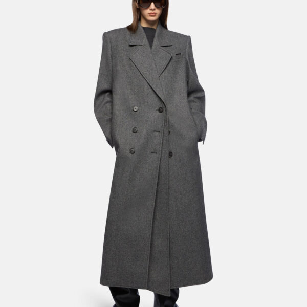 The Attico Dark Grey Long Coat - The Attico Coats - Designed by Gilda Ambrosio & Giorgia Tordini - Shop at Coveti