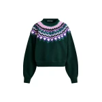 Essentiel Antwerp Dark green and multicolor cotton sweatshirt with sequin embellishments - Essentiel Antwerp Shirts - Colorful Belgian Design - Shop at Coveti